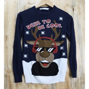 H&M Cool Raindeer Christmas Holiday Sweater Boys 12/14